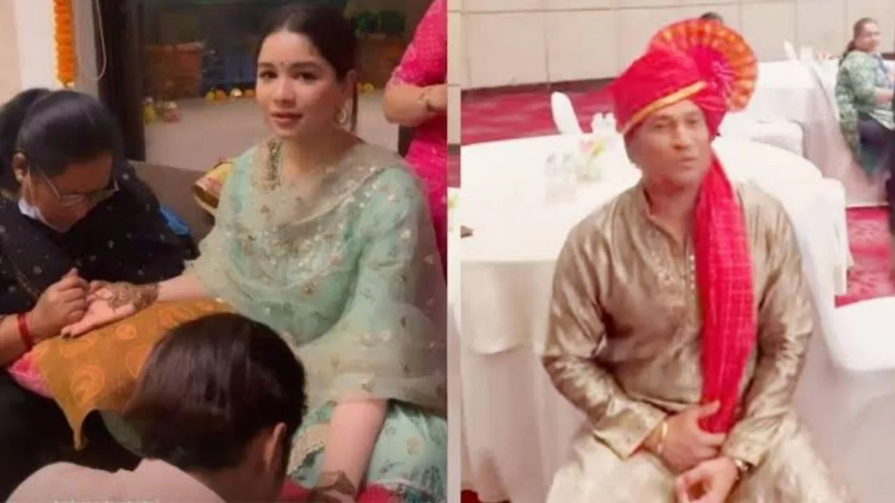 तेंदुलकर परिवार में बजी शहनाई, सिर पर पगड़ी बंधवाते दिखे सचिन तो सारा ने लगाई हाथों में मेहंदी