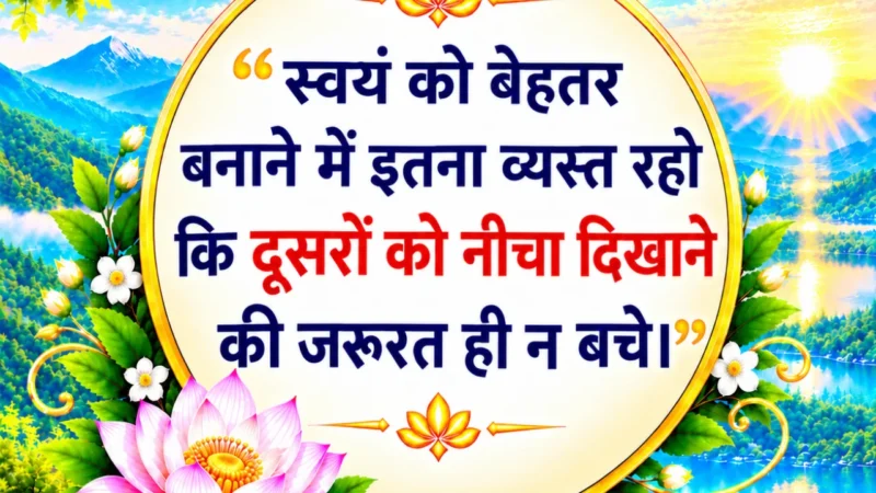 आज का सुविचार — खुद को बेहतर बनाने और दूसरों को नीचा न दिखाने का प्रेरणादायक संदेश